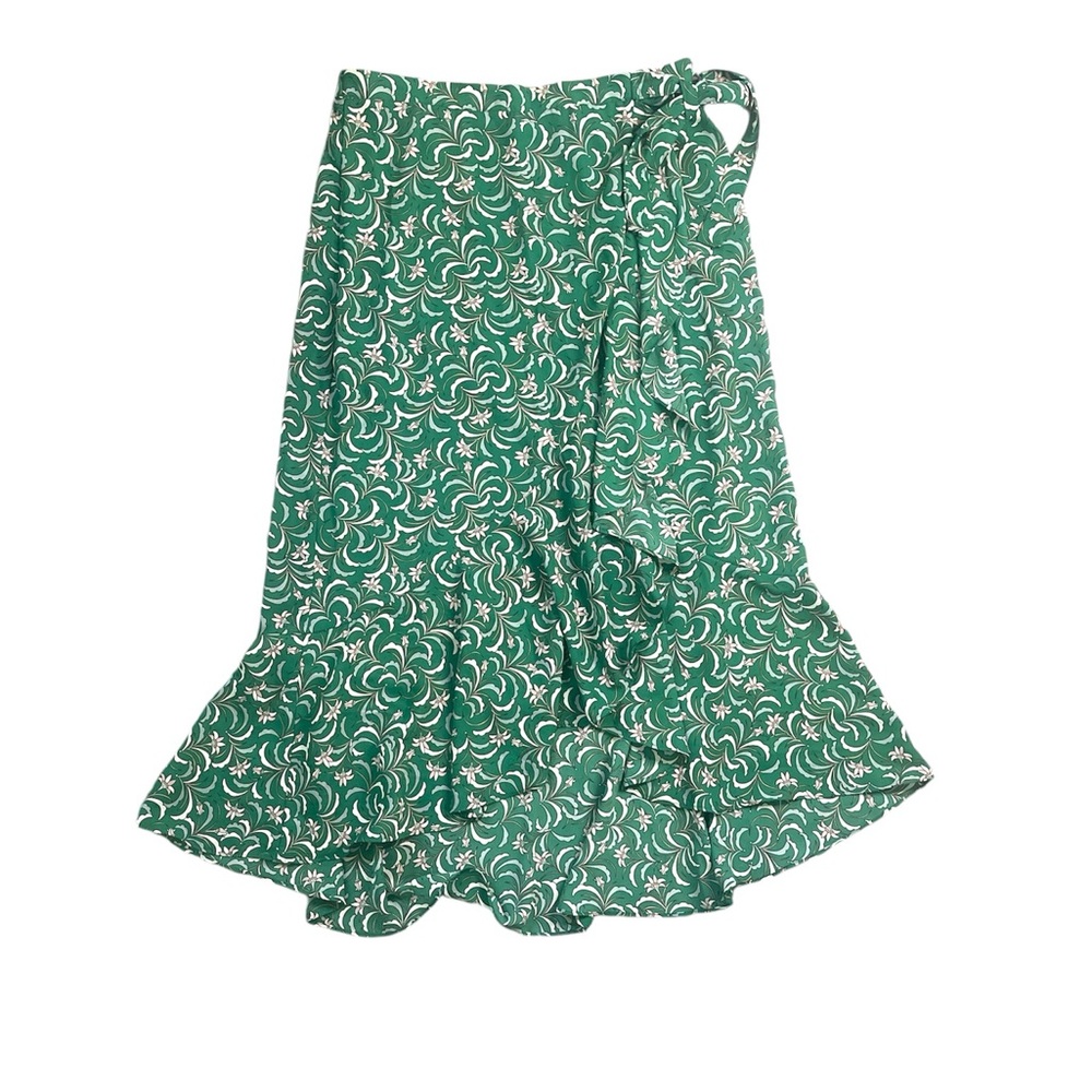 Max Studio Green Floral Wrap Skirt Hi-Low Hem size Medium